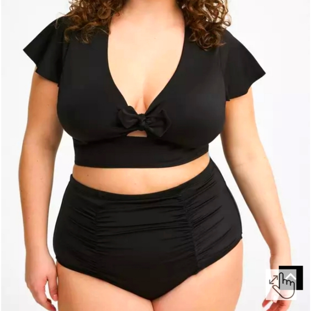 Torrid High-Rise Ruched Bikini Bottom Sz 1